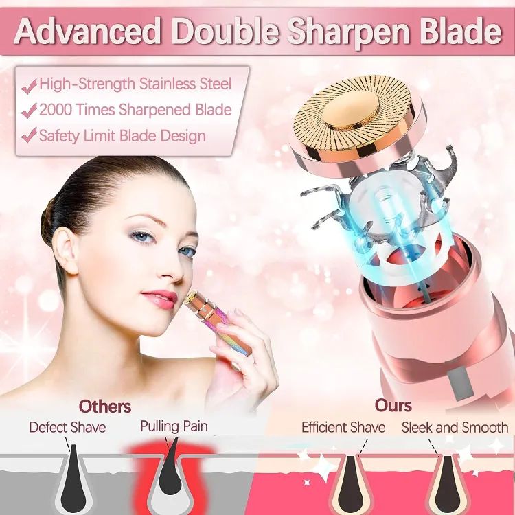 2in1 Electric Eyebrow Trimmer and Shaver Rechargeable Hair Remover for All Parts Use in Pen Flawless Hair Remover Rechargeable Painless Precision Eyebrow Trimmer and Eyebrow Razor Tool with LED Light for Face Lips Nose Chin Arm