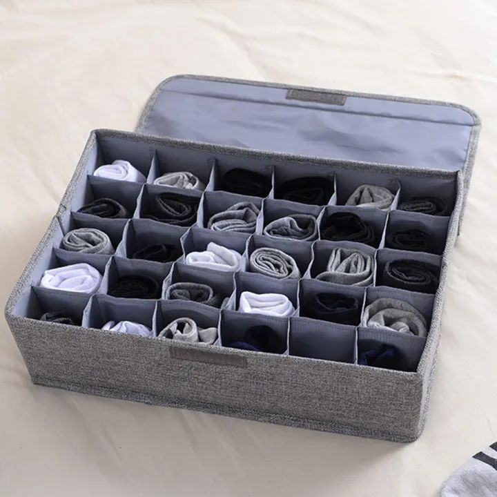 (Free delivery) 24 Grids Underwear Socks Storage Organizer With Foldable Closet Drawer Divider