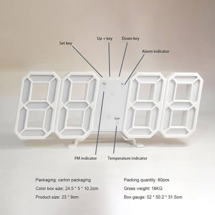 3D LED Digital Wall Clock