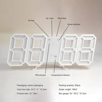 3D LED Digital Wall Clock