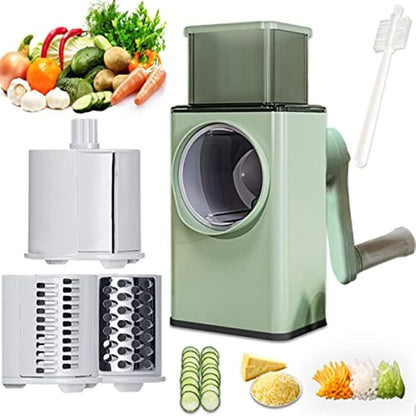 Manual Vegetable Slicer Rotary Cheese Grater Shredder Potato Chopper Carrot Cutter Peeler Maker